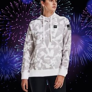 UA Rival Fleece Camo Hoody women’s 2XL white/ grey NWT Under Armour